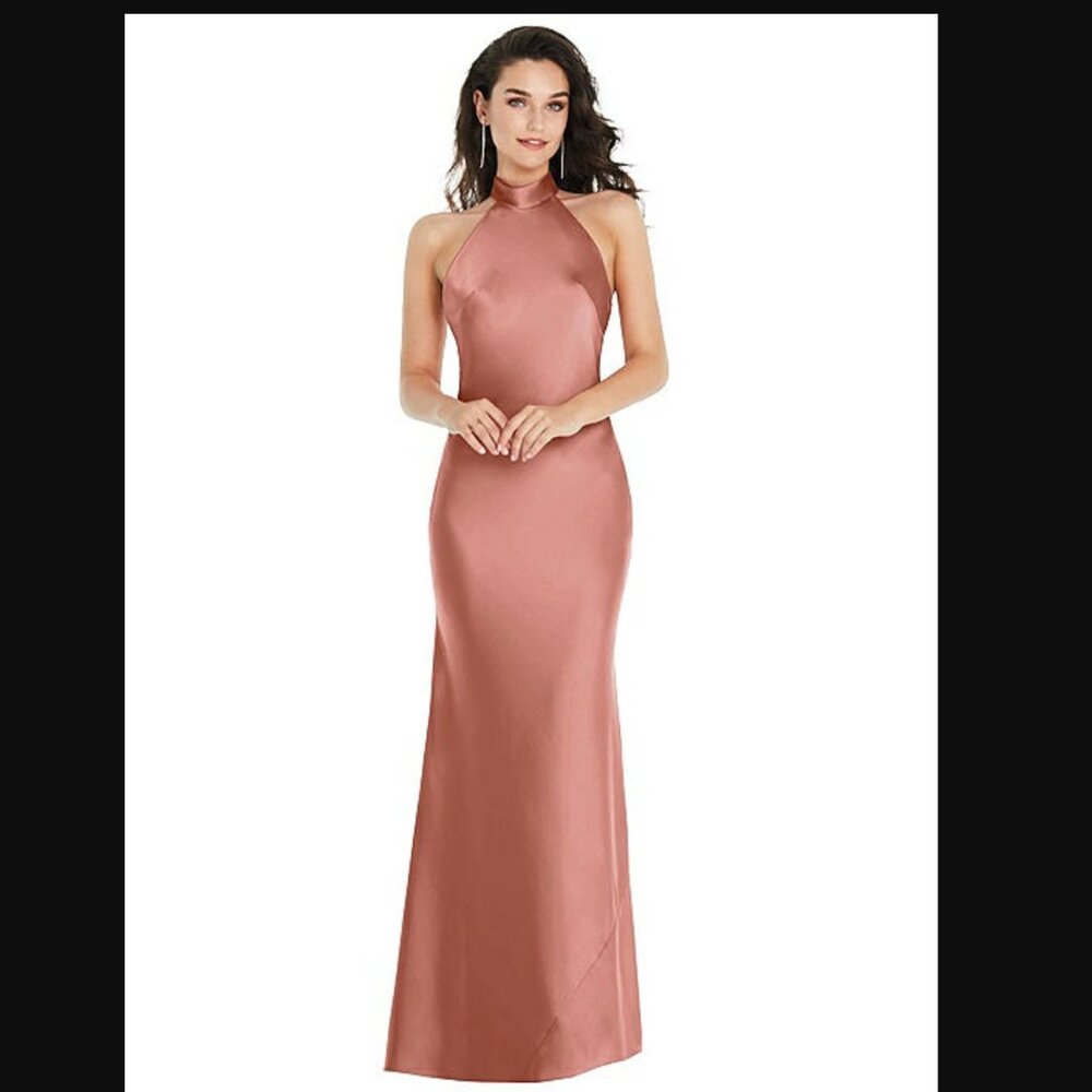 Social 8223 Desert Rose Halter Dress M Bella Bridesmaids